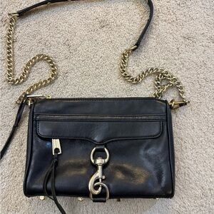 Rebecca Minkoff Mini MAC Black Crossbody Bag with Gold Chain